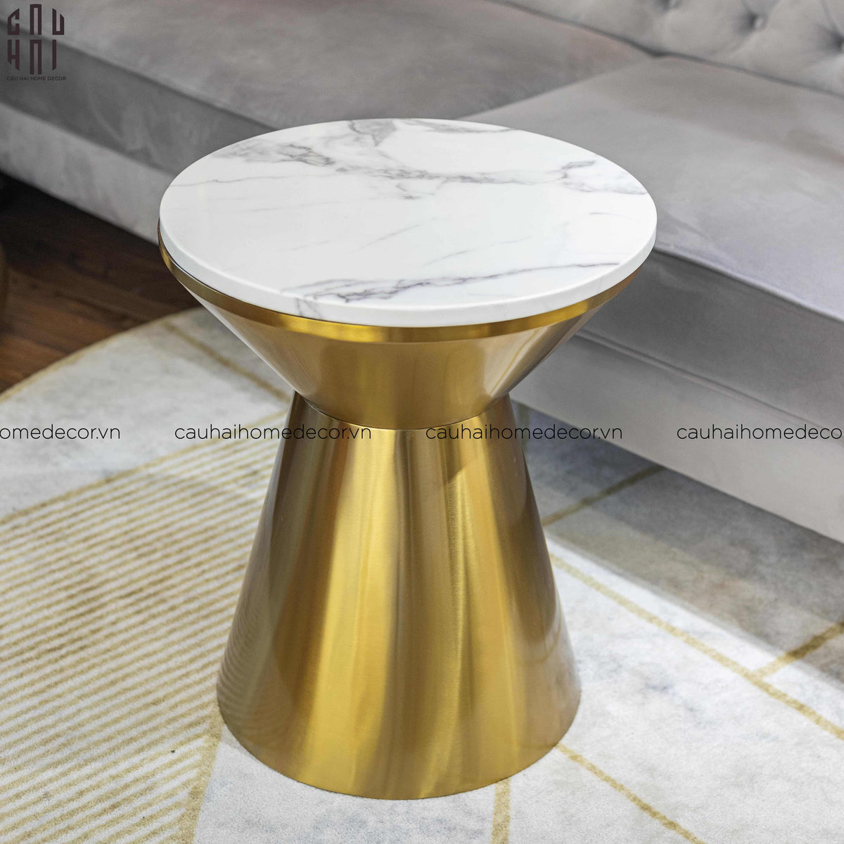 Bàn Sofa Cao Cấp Frederick - Frederick Marble Side Table 45x55-BÀN SOFA-Đối tác tại Trung Quốc theo từng đơn đặt hàng-CẬU HAI HOME DECOR