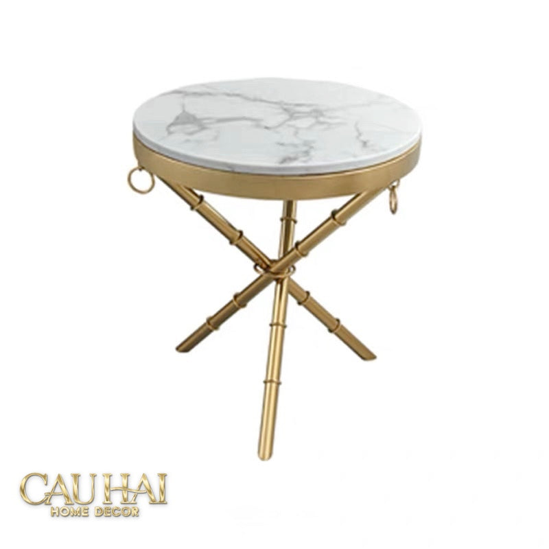 Bàn Sofa Marble Tròn Chinoiserie Bamboo D'Or Ivory H49x53-BÀN SOFA-CẬU HAI HOME DECOR-CẬU HAI HOME DECOR