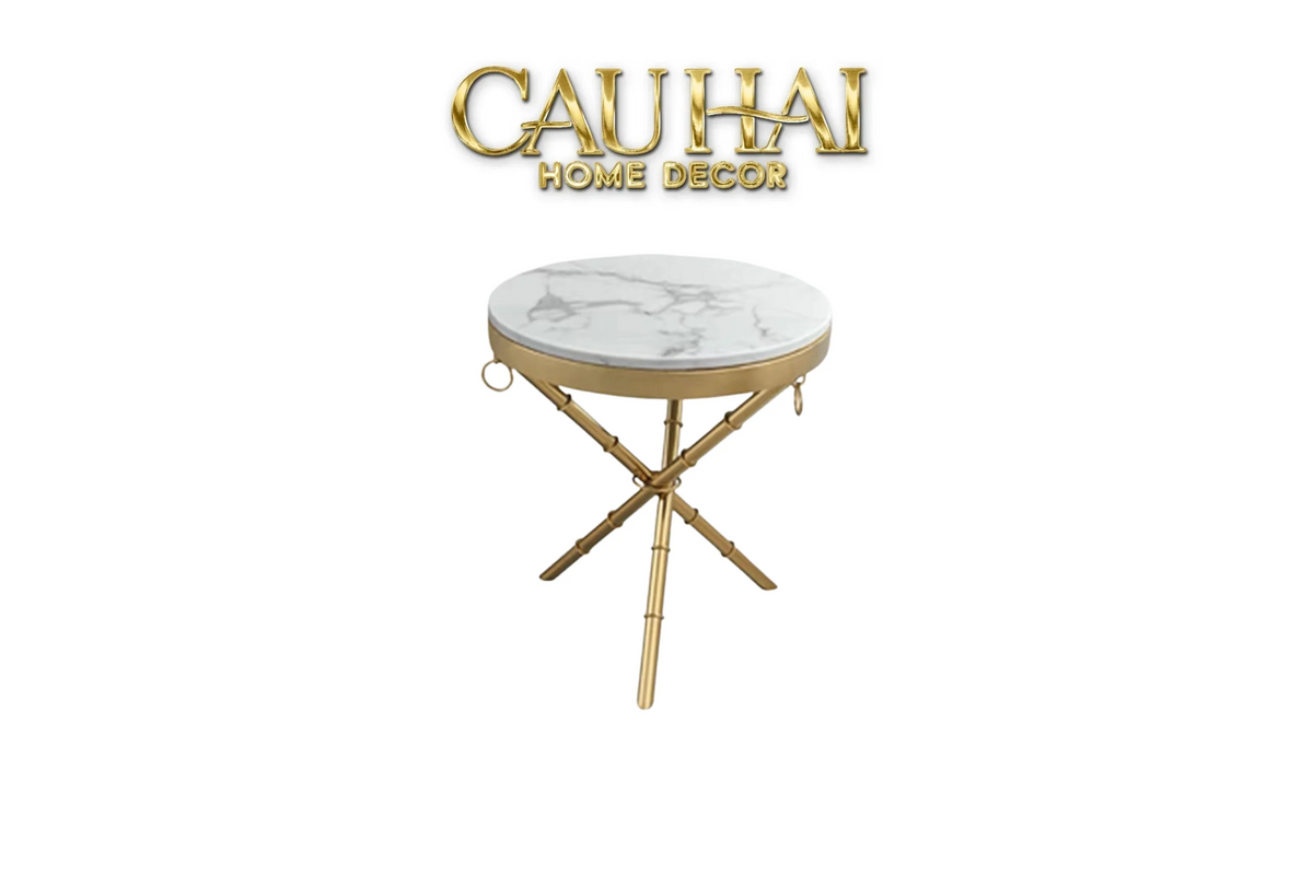 Bàn Sofa Marble Tròn Chinoiserie Bamboo D'Or Ivory H49x53-BÀN SOFA-CẬU HAI HOME DECOR-CẬU HAI HOME DECOR