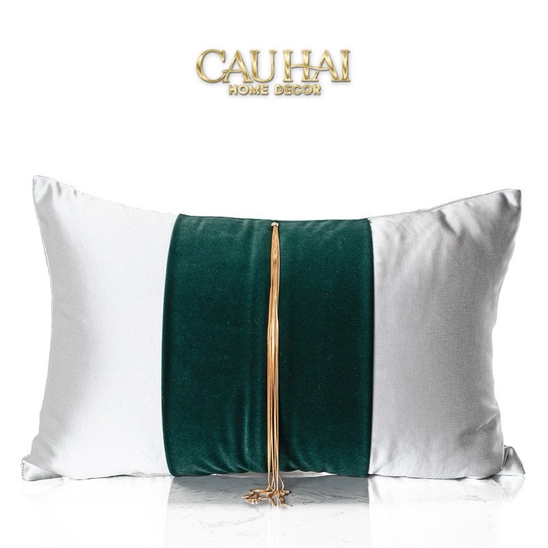 GỐI LỤA SATIN VERT GRACE JEWEL 30X50 - CẬU HAI HOME DECOR