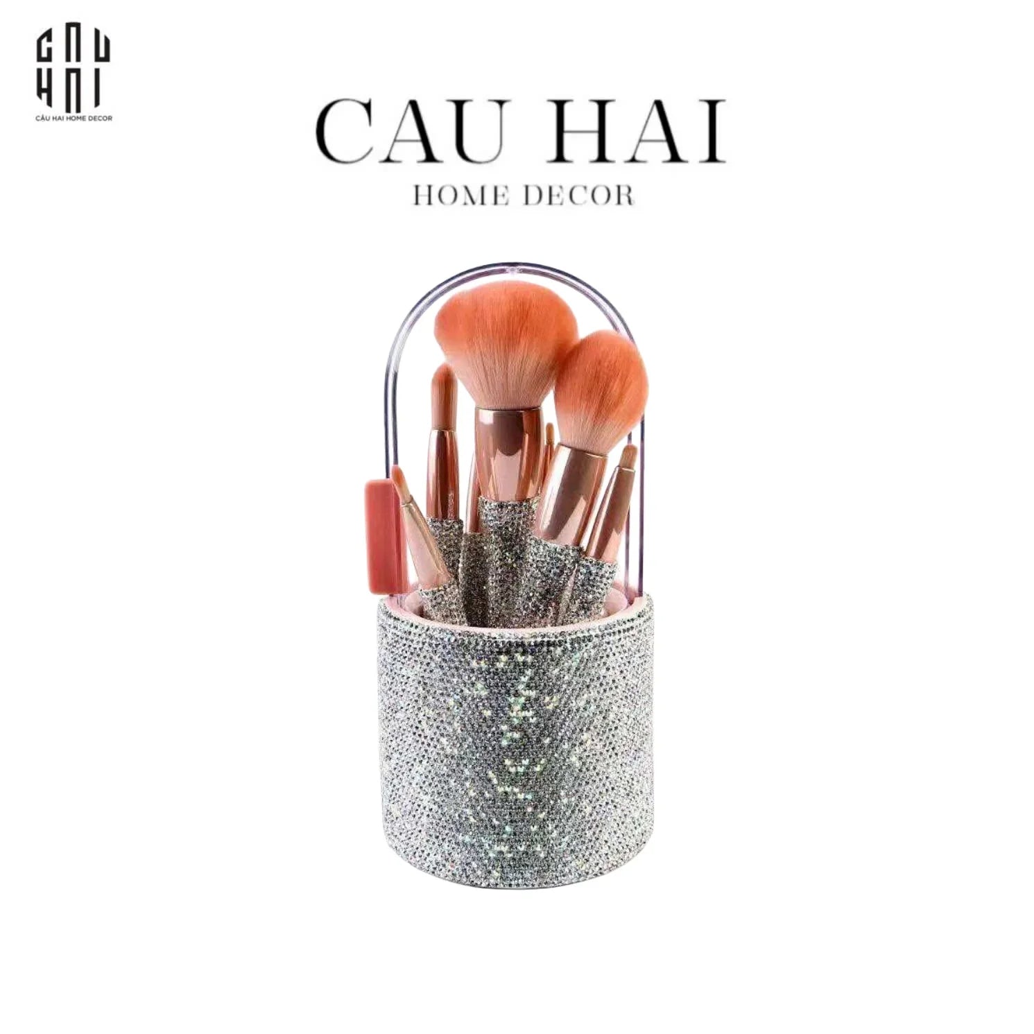 BEAUTY BOX SET 8 CỌ & BRUSH BOX MAKEUP DIAMOND BLING BLING - CẬU HAI HOME DECOR
