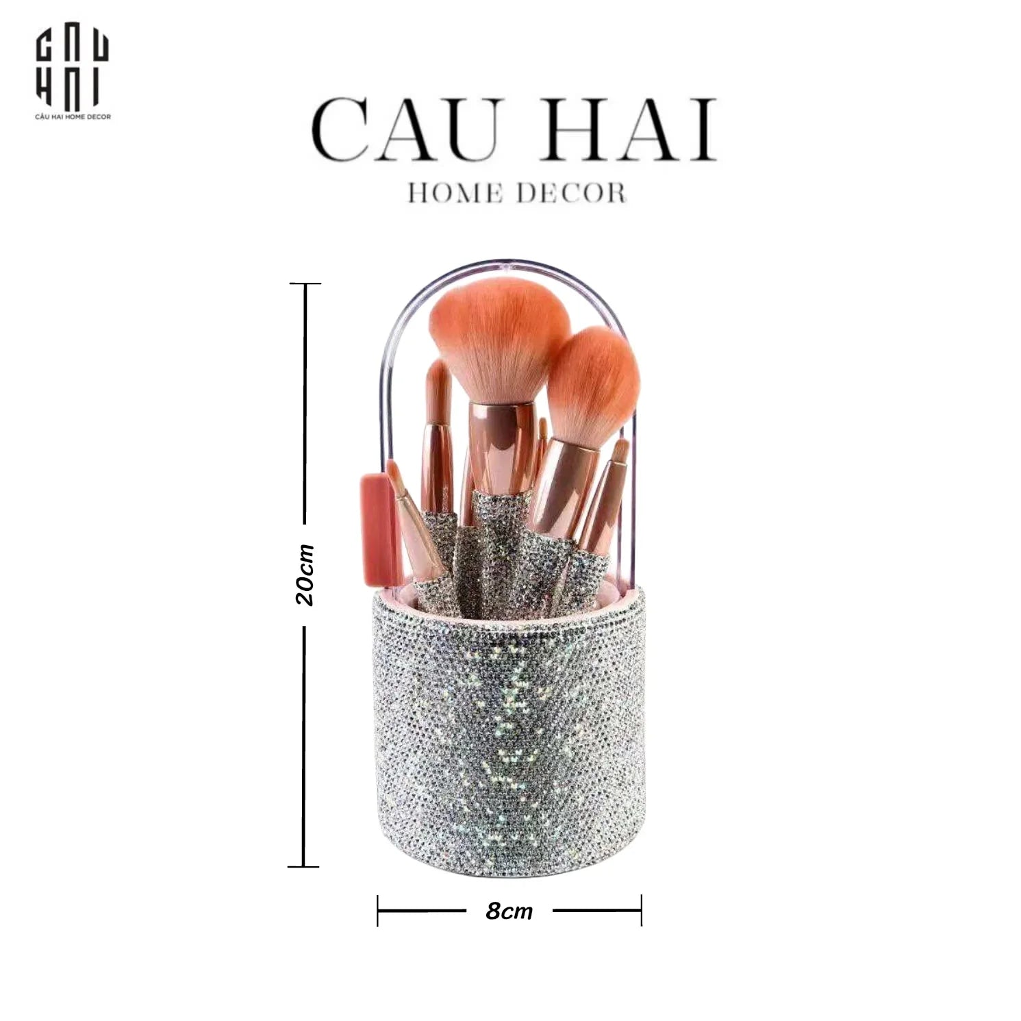 BEAUTY BOX SET 8 CỌ & BRUSH BOX MAKEUP DIAMOND BLING BLING - CẬU HAI HOME DECOR