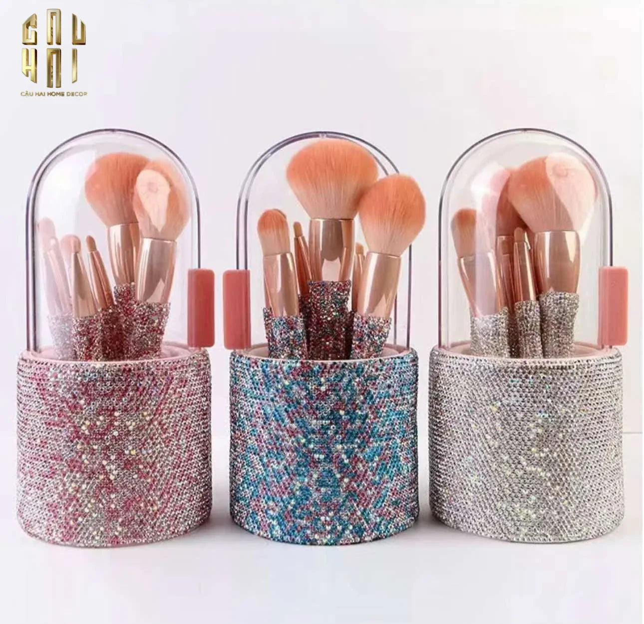 BEAUTY BOX SET 8 CỌ & BRUSH BOX MAKEUP DIAMOND BLING BLING - CẬU HAI HOME DECOR