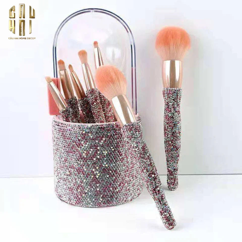 BEAUTY BOX SET 8 CỌ & BRUSH BOX MAKEUP DIAMOND BLING BLING - CẬU HAI HOME DECOR