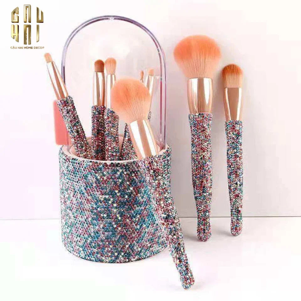 BEAUTY BOX SET 8 CỌ & BRUSH BOX MAKEUP DIAMOND BLING BLING - CẬU HAI HOME DECOR