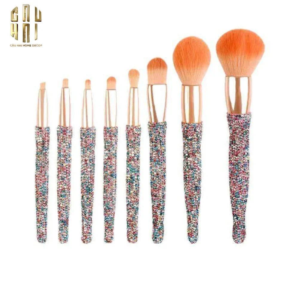 BEAUTY BOX SET 8 CỌ & BRUSH BOX MAKEUP DIAMOND BLING BLING - CẬU HAI HOME DECOR