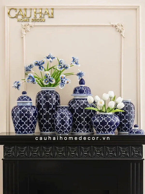 Bình Hoa Ceramic Blue Mystery 20x44-BÌNH HOA-Đối tác tại Trung Quốc theo từng đơn đặt hàng-CẬU HAI HOME DECOR