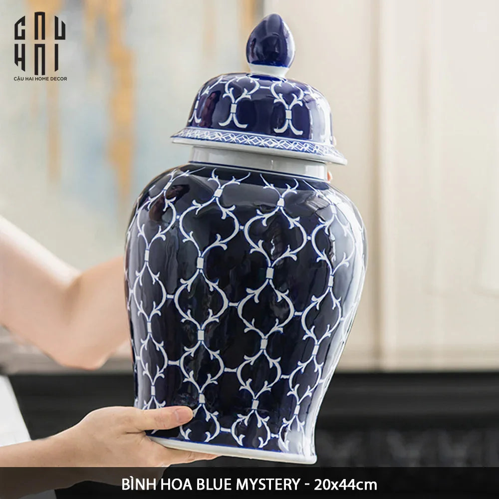 Bình Hoa Ceramic Blue Mystery 20x44-BÌNH HOA-Đối tác tại Trung Quốc theo từng đơn đặt hàng-CẬU HAI HOME DECOR