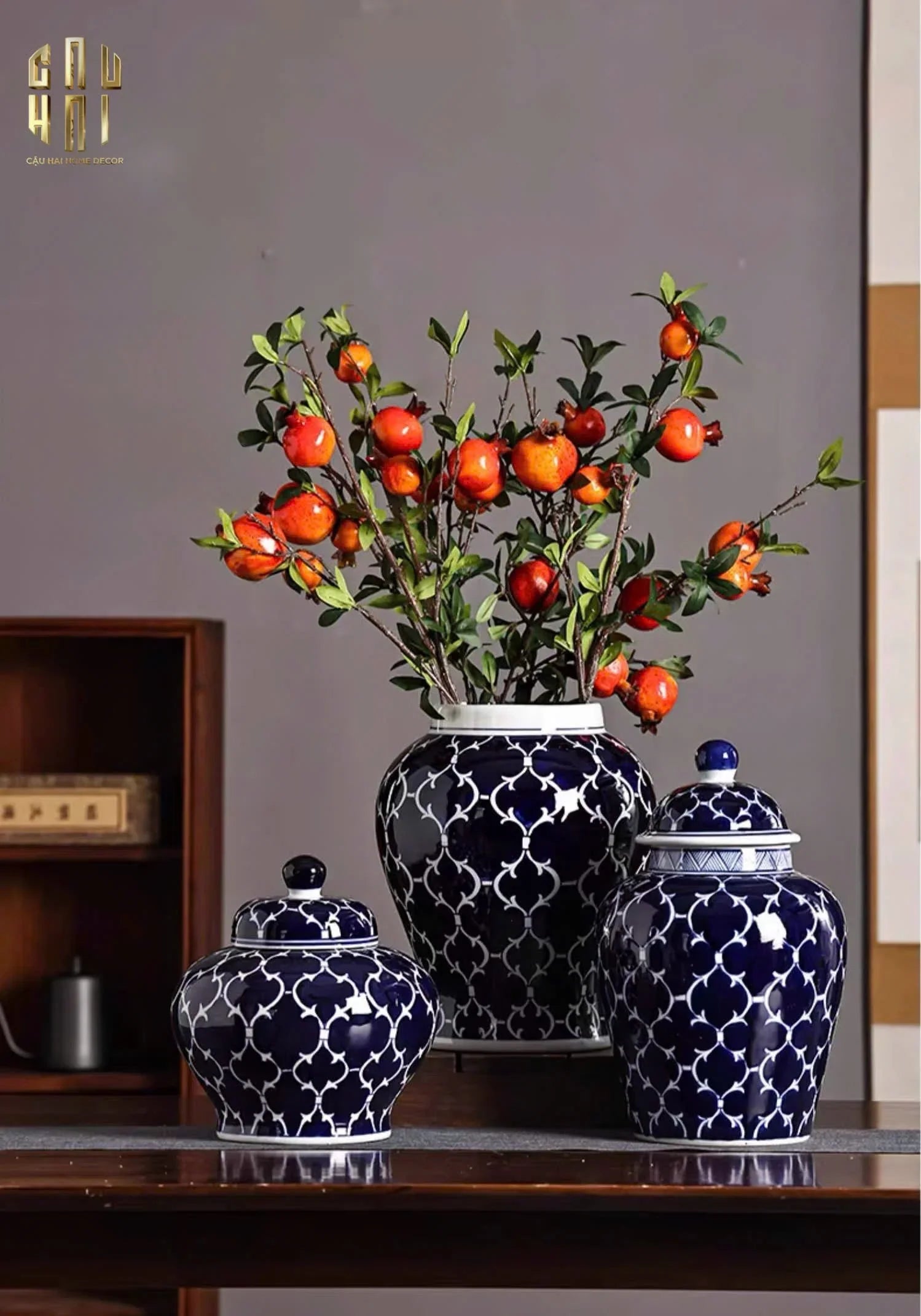 BÌNH HOA CERAMIC BLUE MYSTERY - CẬU HAI HOME DECOR