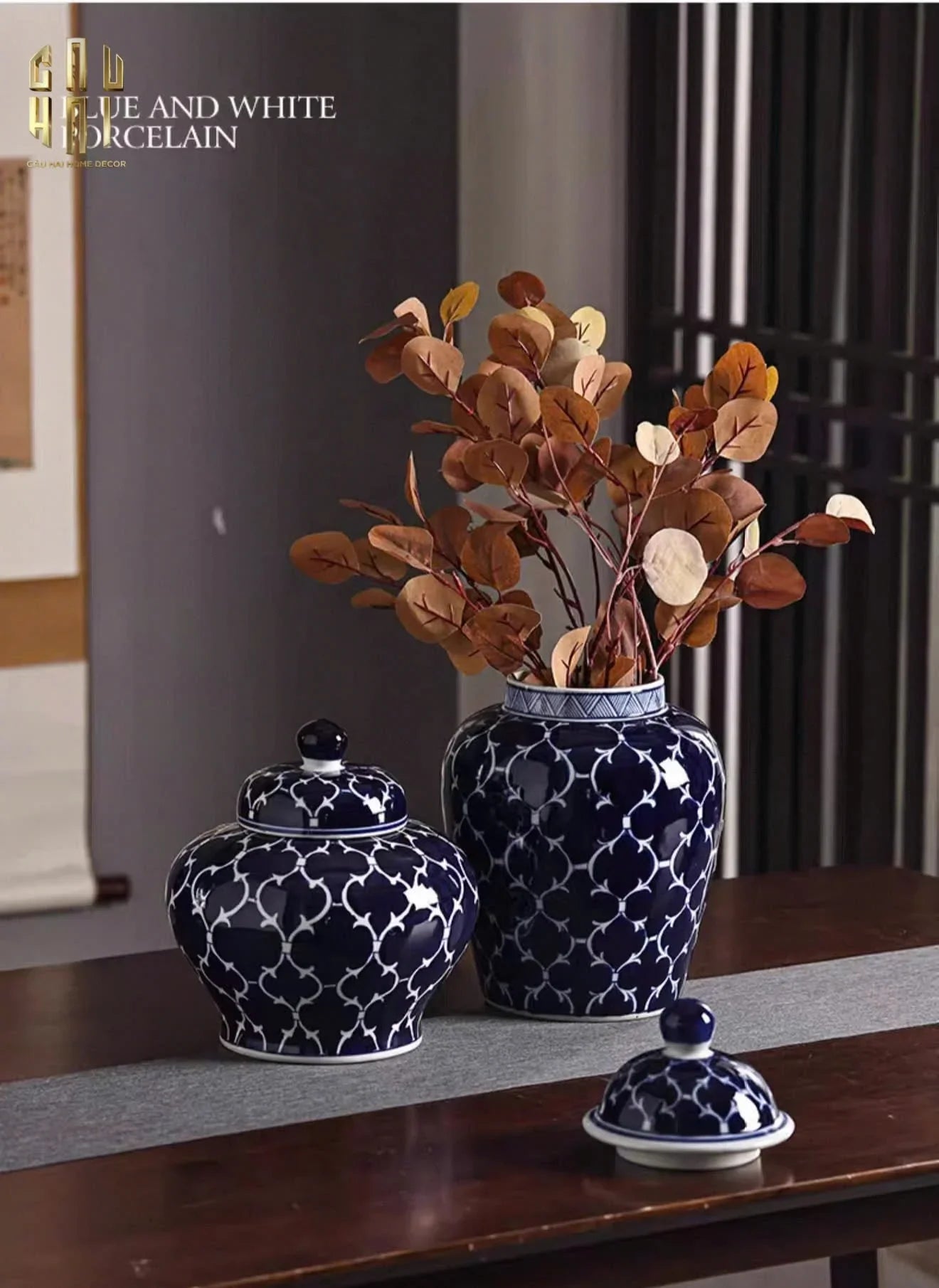 BÌNH HOA CERAMIC BLUE MYSTERY - CẬU HAI HOME DECOR