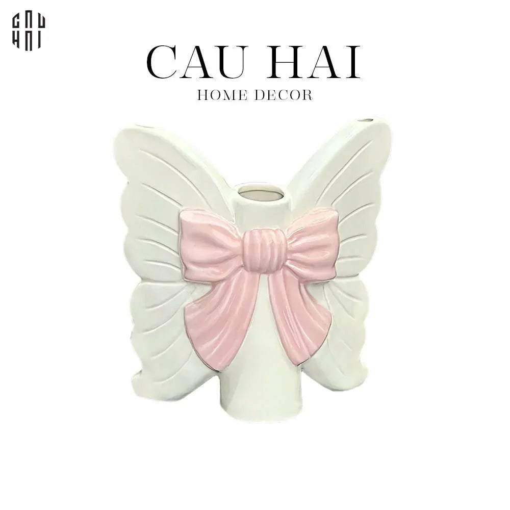 BÌNH HOA CERAMIC PINKY TIE SS25 - BLANC - CẬU HAI HOME DECOR