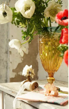 Bình Hoa Crystal Amber Verdant Goblet-CẬU HAI HOME DECOR