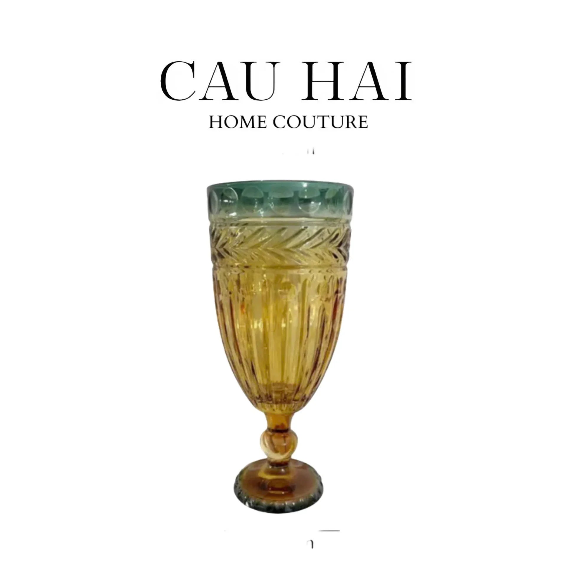 Bình Hoa Crystal Amber Verdant Goblet-CẬU HAI HOME DECOR