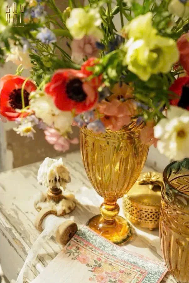 Bình Hoa Crystal Amber Verdant Goblet H26.8 W11.9 D8.4-BÌNH HOA-Đối tác tại Trung Quốc theo từng đơn đặt hàng-CẬU HAI HOME DECOR