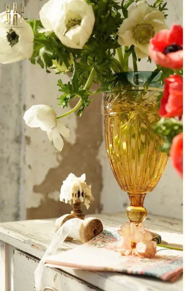 Bình Hoa Crystal Amber Verdant Goblet H26.8 W11.9 D8.4-BÌNH HOA-Đối tác tại Trung Quốc theo từng đơn đặt hàng-CẬU HAI HOME DECOR