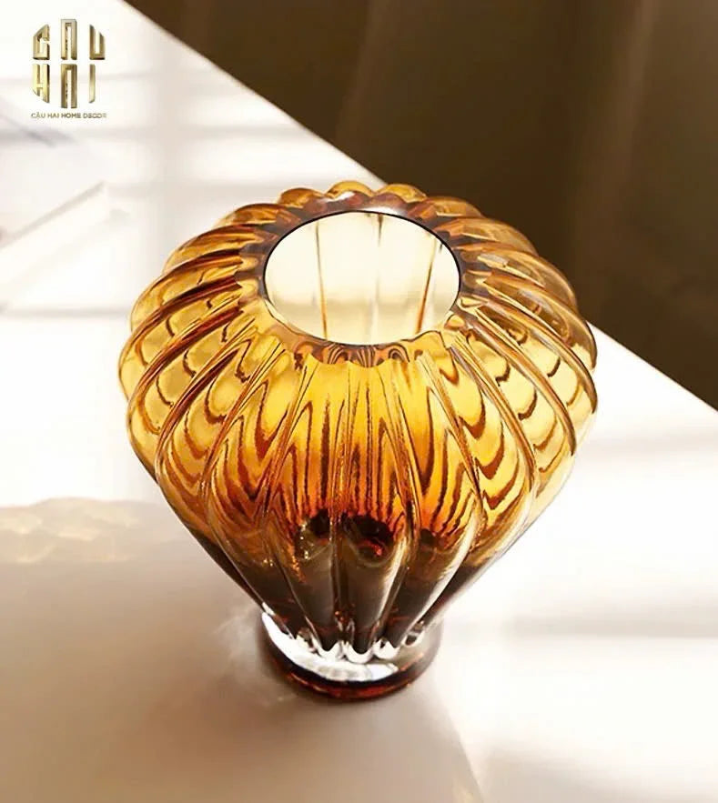 Bình Hoa Crystal Éclat Ambré H19-CẬU HAI HOME DECOR
