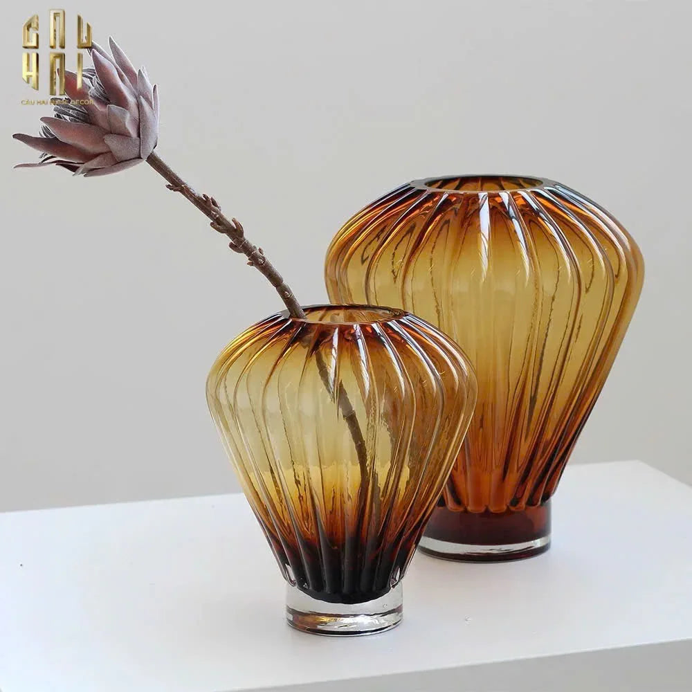 Bình Hoa Crystal Éclat Ambré H19-CẬU HAI HOME DECOR
