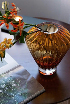 Bình Hoa Crystal Éclat Ambré H19-CẬU HAI HOME DECOR