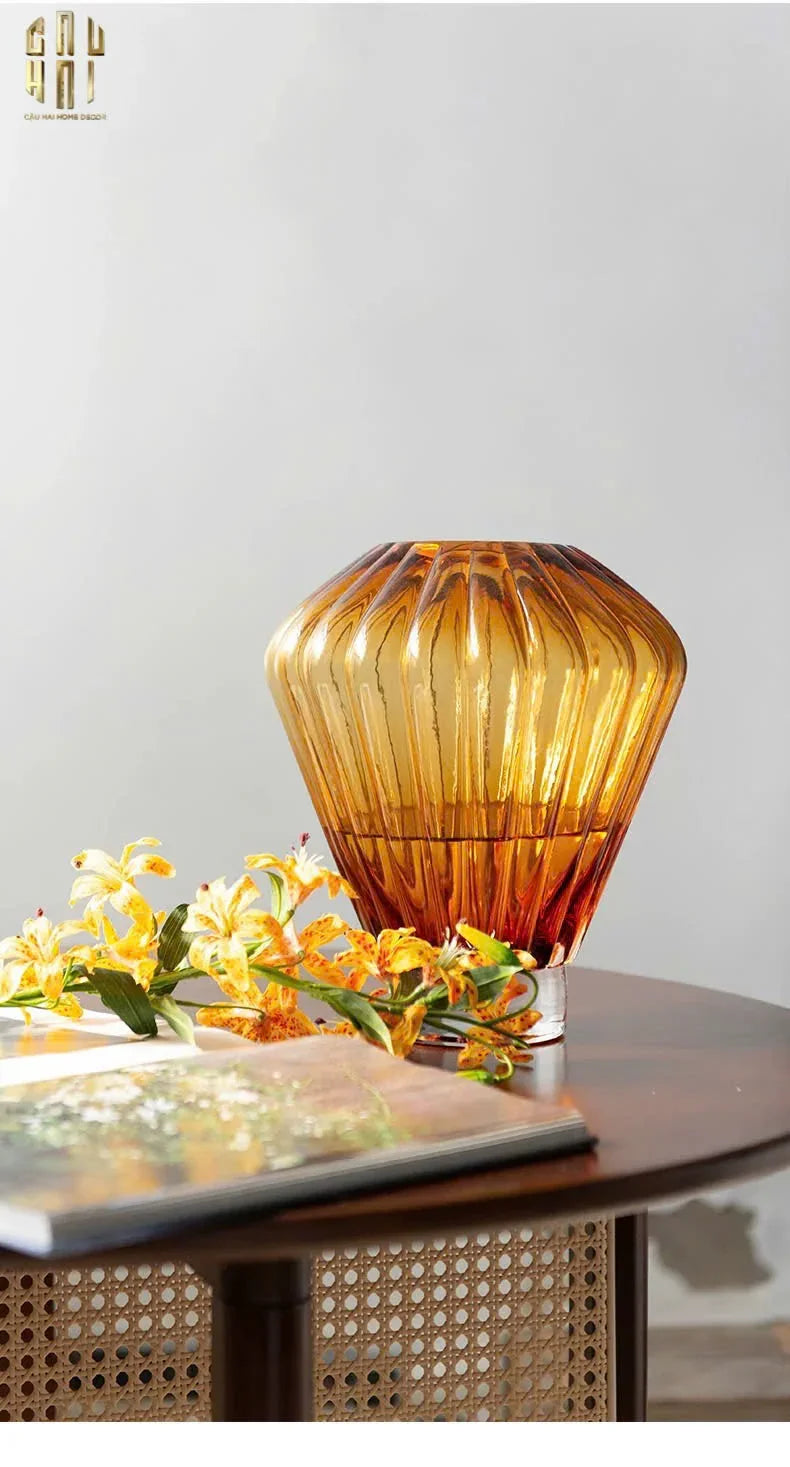 BÌNH HOA CRYSTAL ÉCLAT AMBRÉ H19 - CẬU HAI HOME DECOR