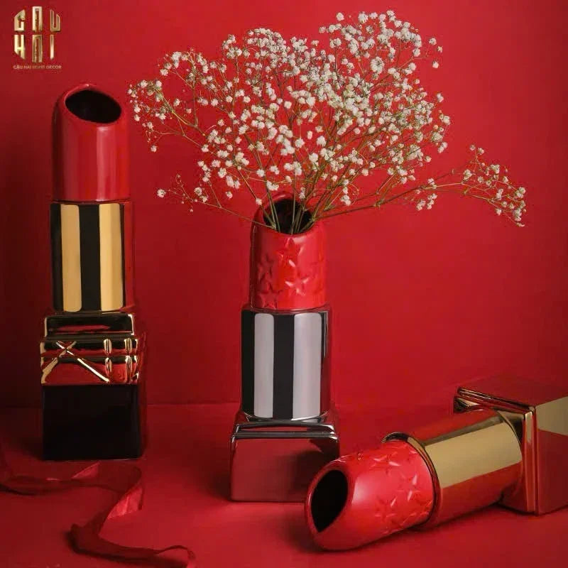BÌNH HOA GOLD D.O ROUGE MATTE H26 - CẬU HAI HOME DECOR