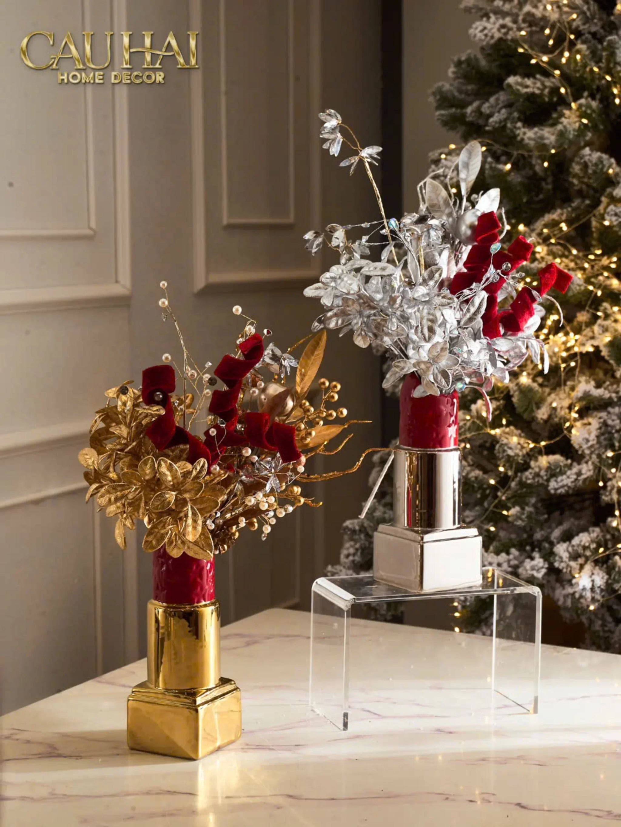 Bình Hoa Gold D.O Rouge Matte S36-CẬU HAI HOME DECOR