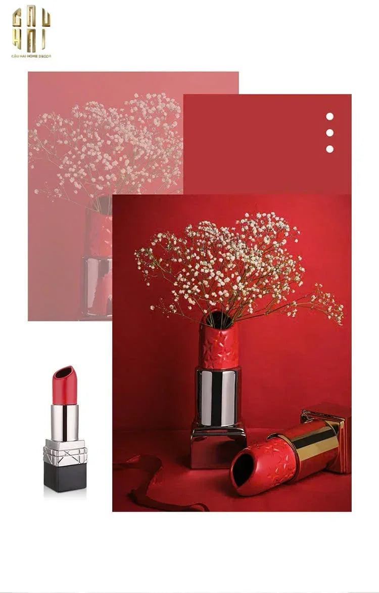 BÌNH HOA GOLD D.O ROUGE MATTE S36 - CẬU HAI HOME DECOR