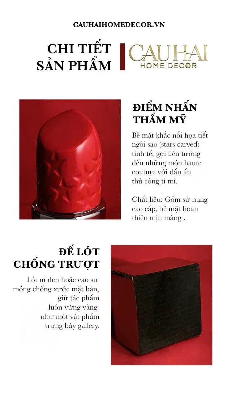 BÌNH HOA GOLD D.O ROUGE MATTE S36 - CẬU HAI HOME DECOR