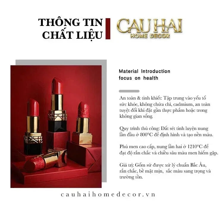 BÌNH HOA GOLD D.O ROUGE MATTE S36 - CẬU HAI HOME DECOR