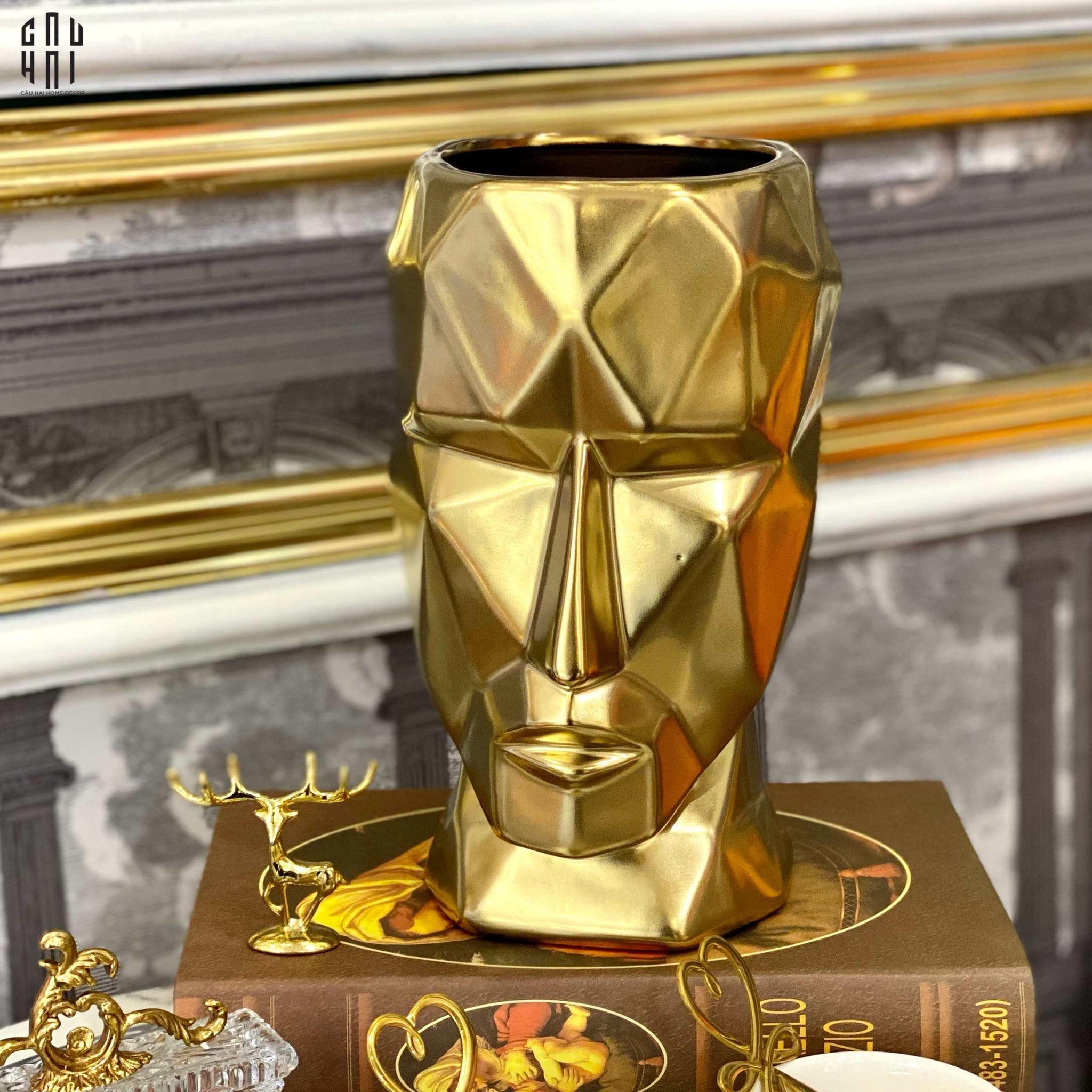 Bình Hoa Golden Moai-CẬU HAI HOME DECOR