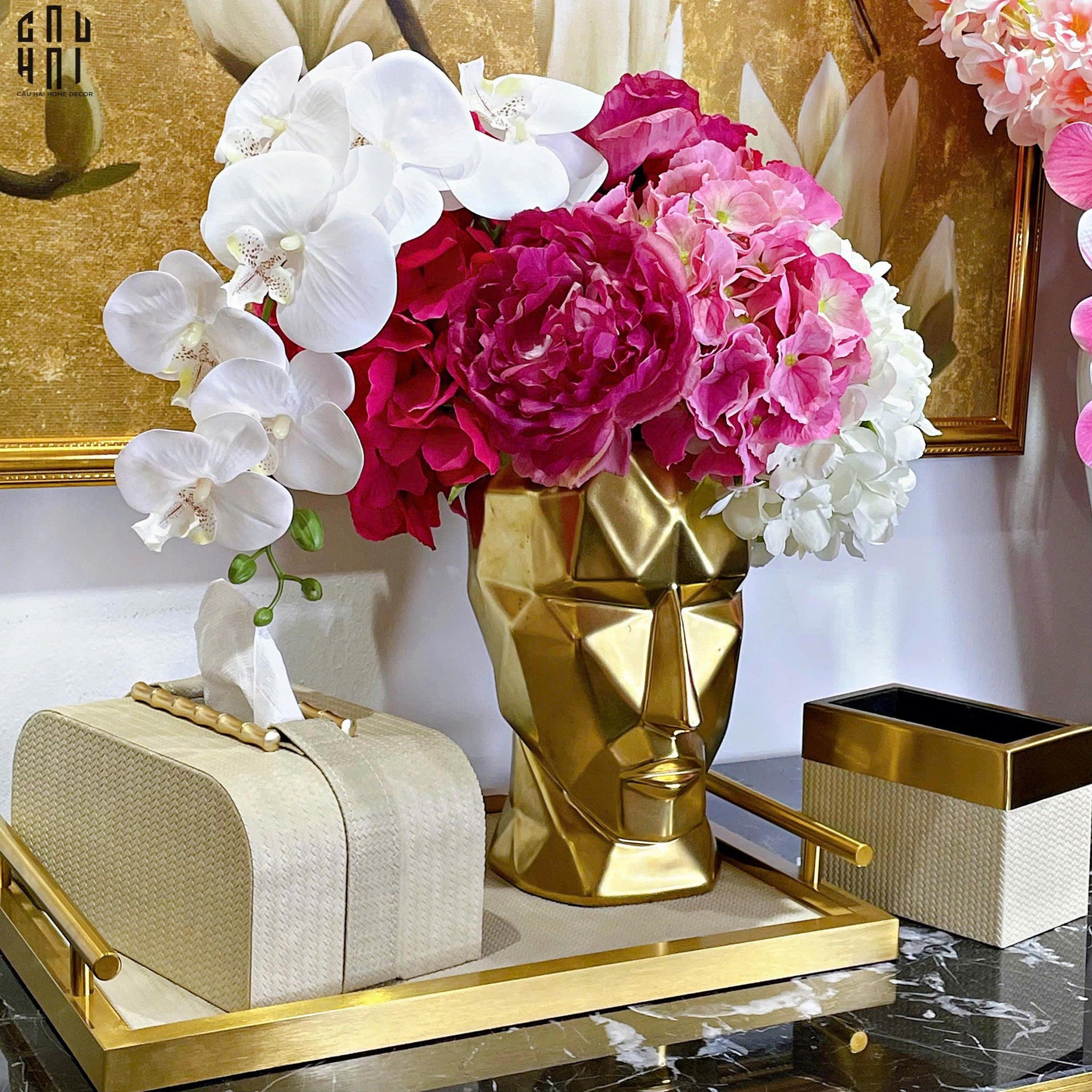 Bình Hoa Golden Moai-CẬU HAI HOME DECOR