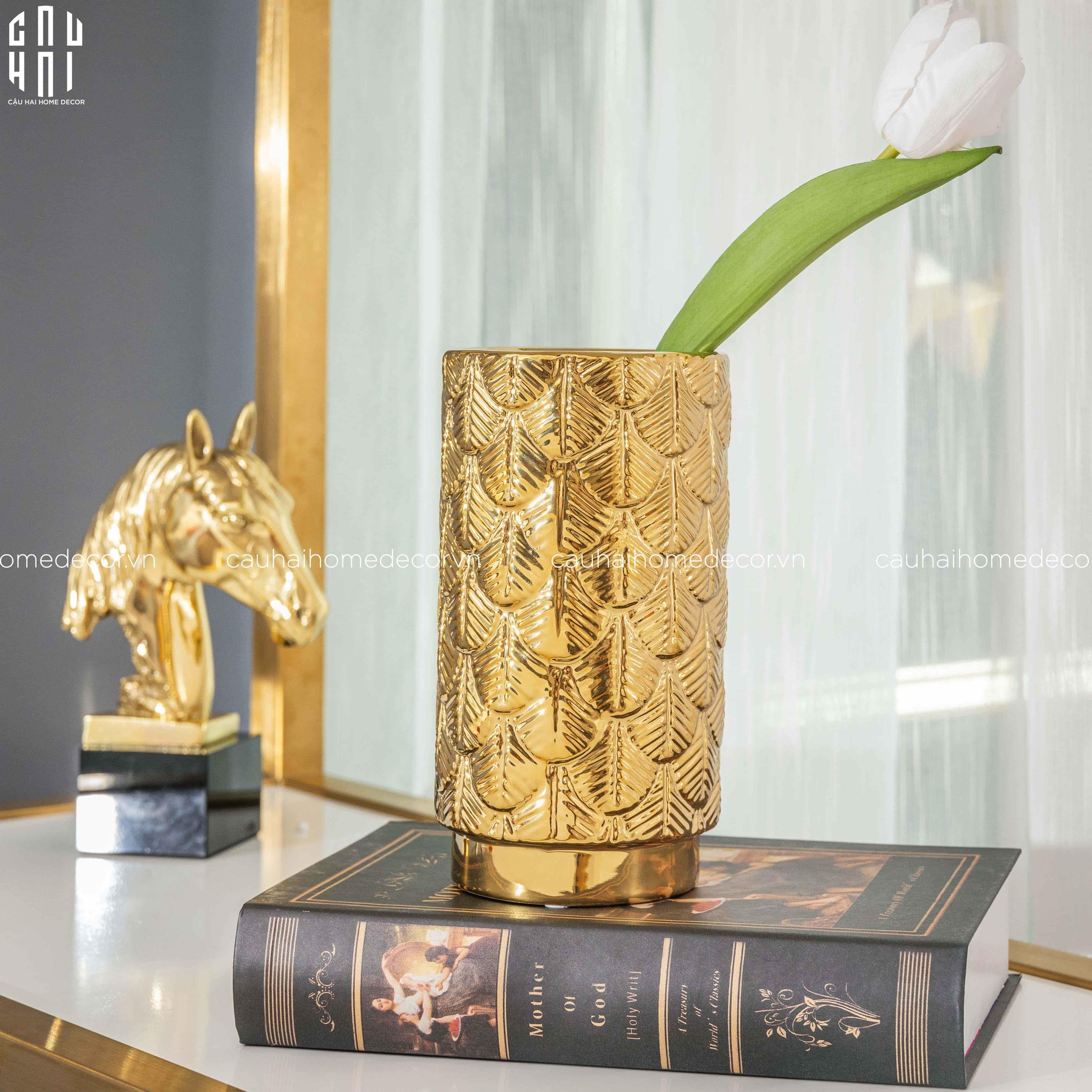 Bình Hoa Golden Scale 11x20-CẬU HAI HOME DECOR