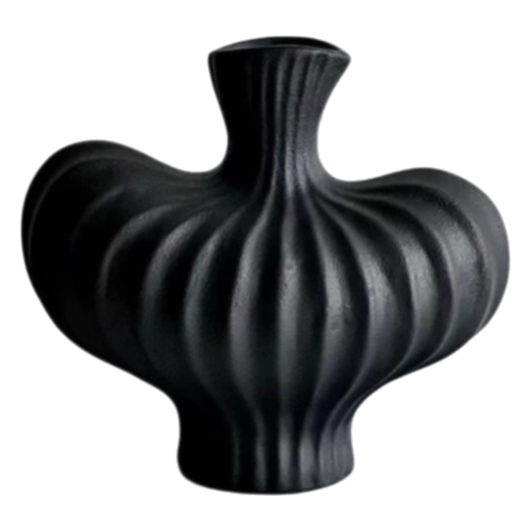 Bình Hoa Gốm Đen Petit Noir Plissé Vase 19x19.5-BÌNH HOA-CẬU HAI HOME DECOR-CẬU HAI HOME DECOR