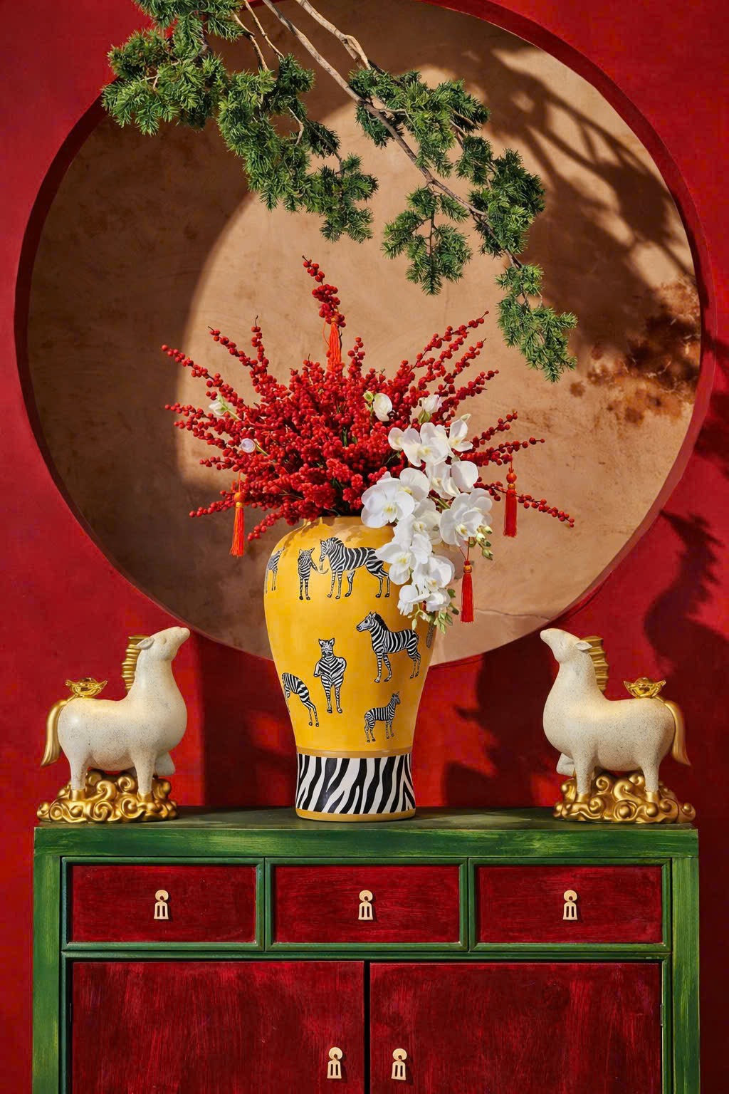 Bình Hoa Gốm Sứ Tráng Men Zebra Doré Lidded Vase H49-CẬU HAI HOME DECOR