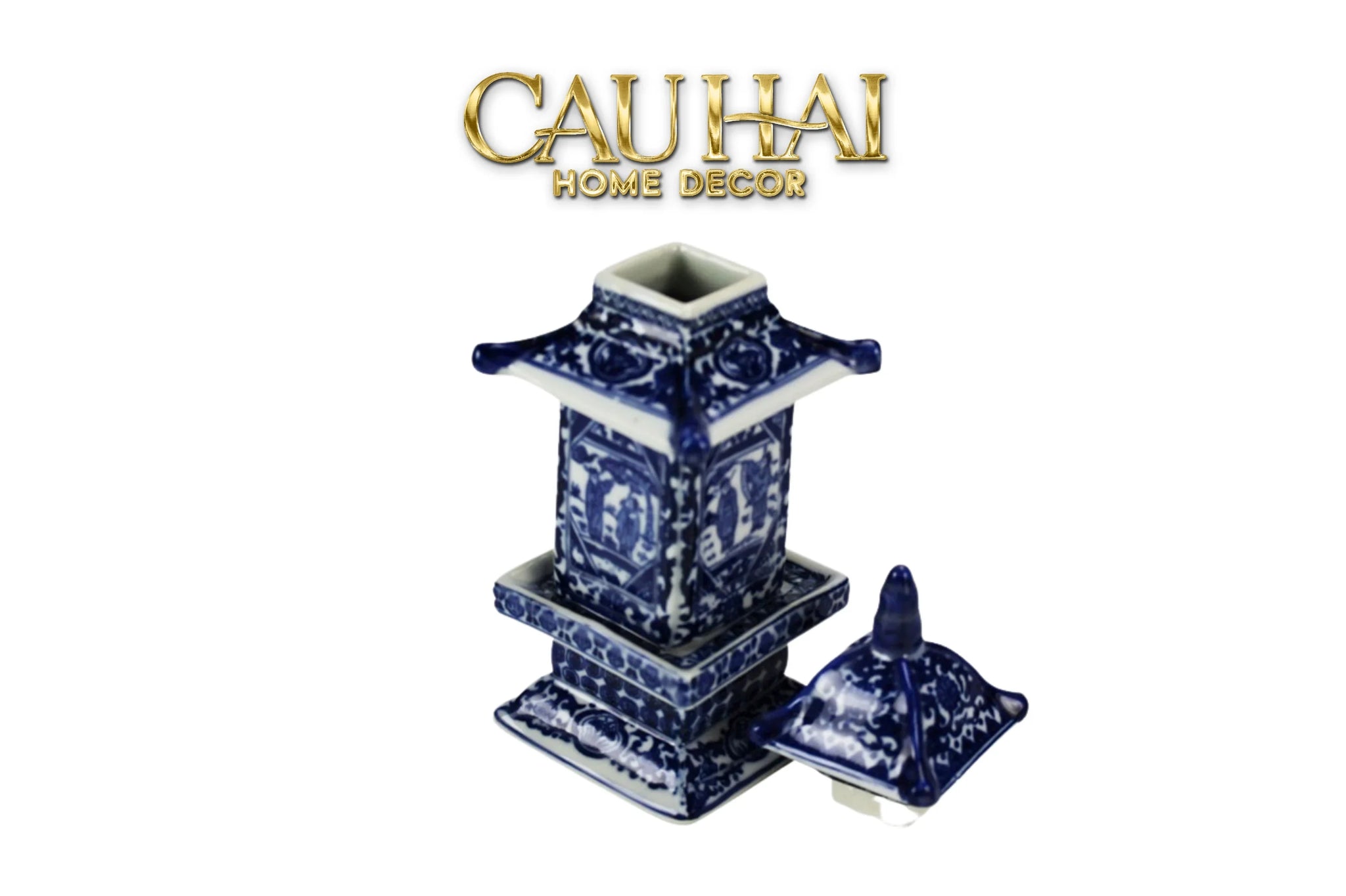 Bình Hoa Indochine Thanh Hoa Các Indigo Porcelain Vases 7.5x21-CẬU HAI HOME DECOR