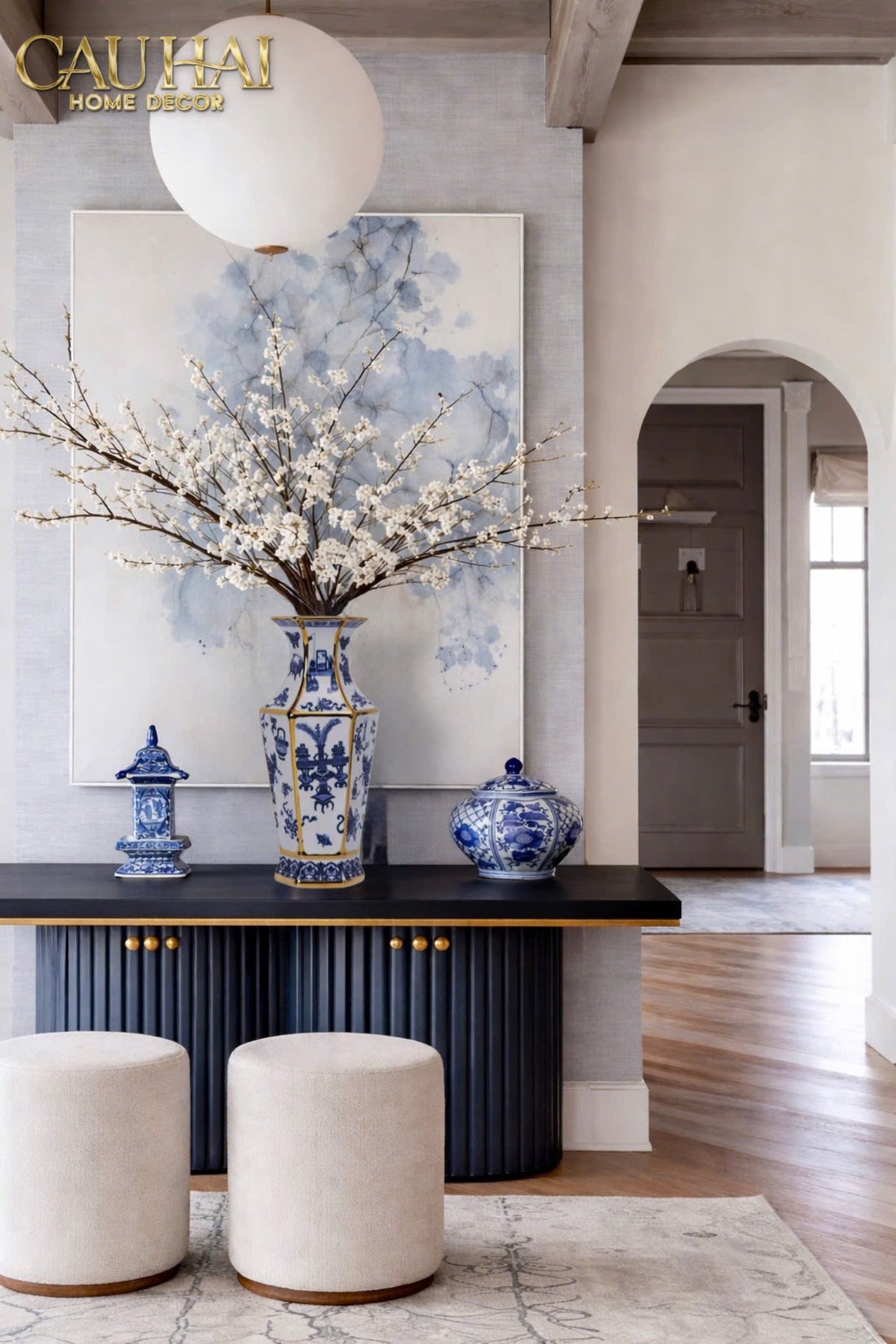 Bình Hoa Indochine Thanh Hoa Các Indigo Porcelain Vases 7.5x21-BÌNH HOA-Đối tác tại Trung Quốc theo từng đơn đặt hàng-CẬU HAI HOME DECOR