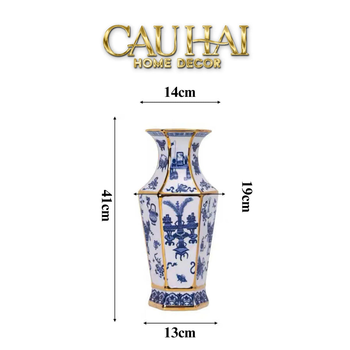Bình Hoa Kim Tôn Lăng Trấn - Indochine Indigo Porcelain Vase H41-BÌNH HOA-Đối tác tại Trung Quốc theo từng đơn đặt hàng-CẬU HAI HOME DECOR