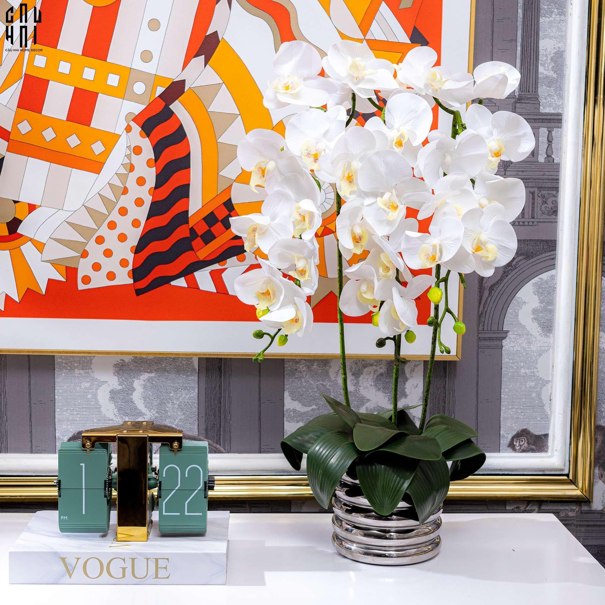 Bình Hoa Lan Trắng - White Orchid-CẬU HAI HOME DECOR