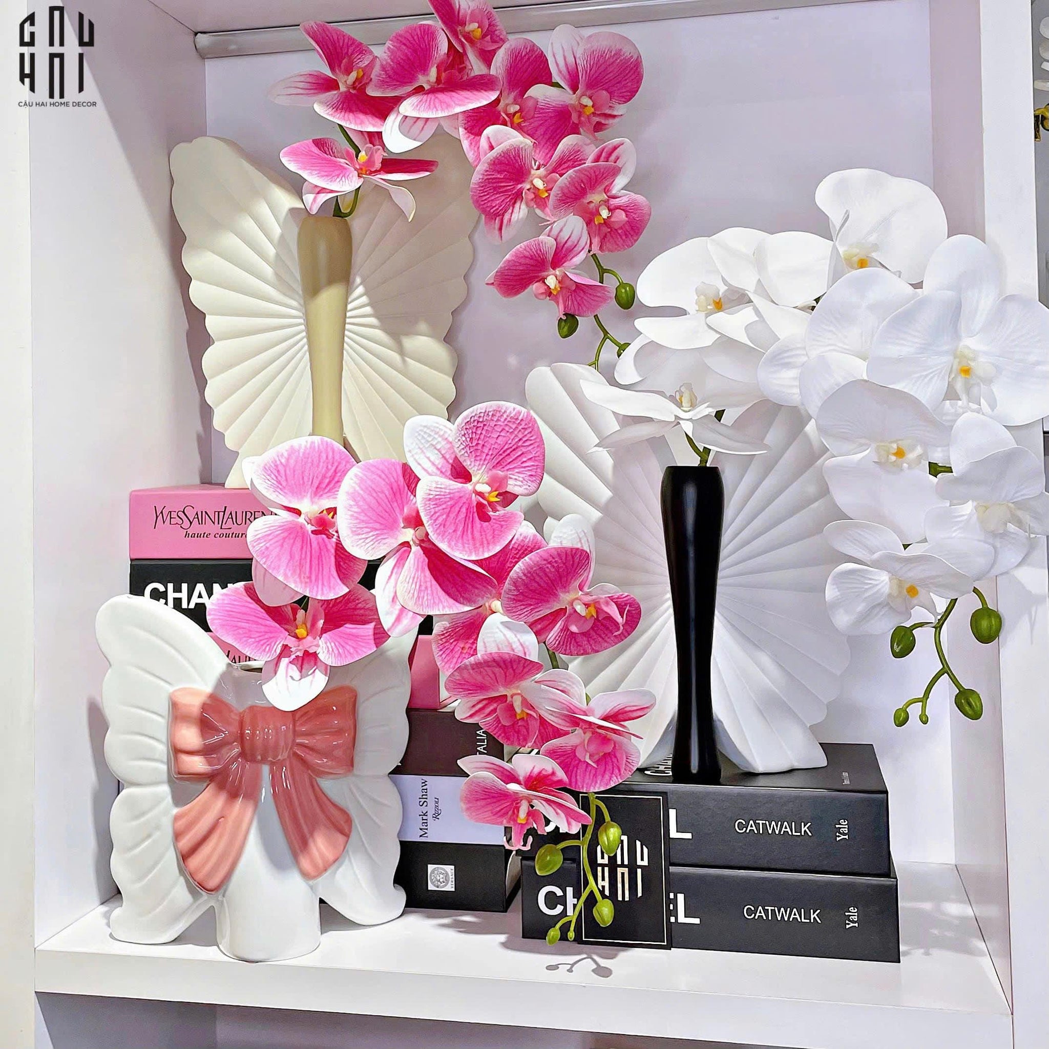 Bình Hoa Papillon Angel In Bloom - Noir H26x24x16-CẬU HAI HOME DECOR