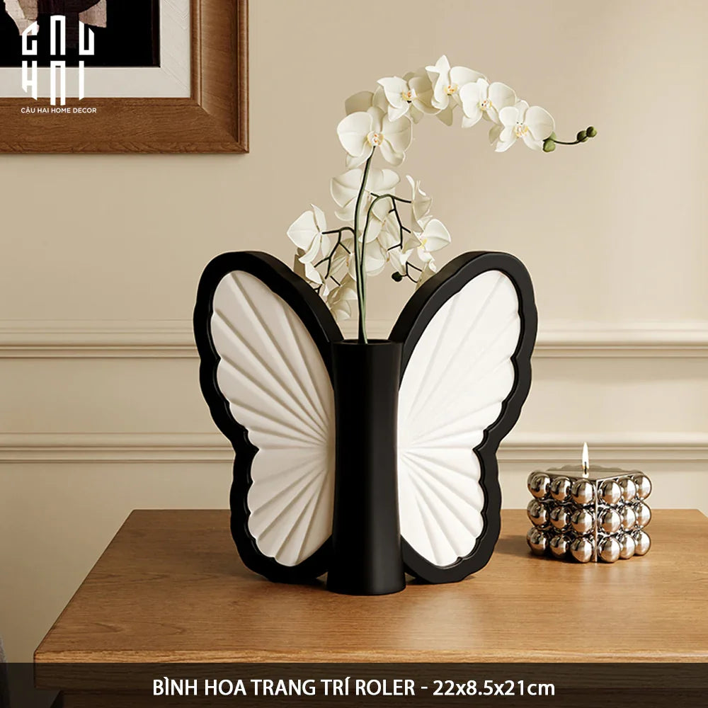 Bình Hoa Papillon - Blanc Et Noir Ss25-CẬU HAI HOME DECOR