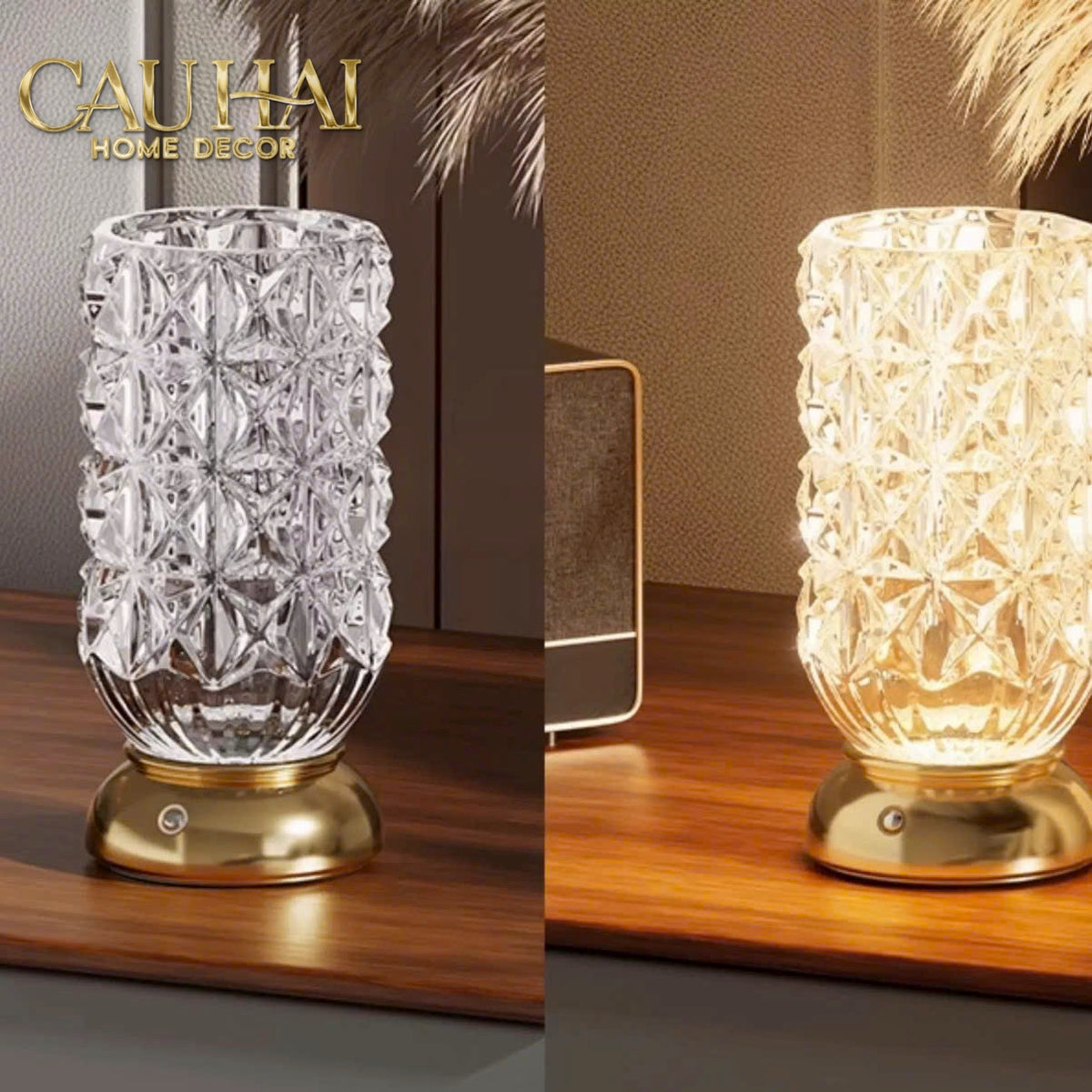 Bình Hoa Pha Lê Đèn LED Lumière Crystal Champagne H20-BÌNH HOA-CẬU HAI HOME DECOR-CẬU HAI HOME DECOR