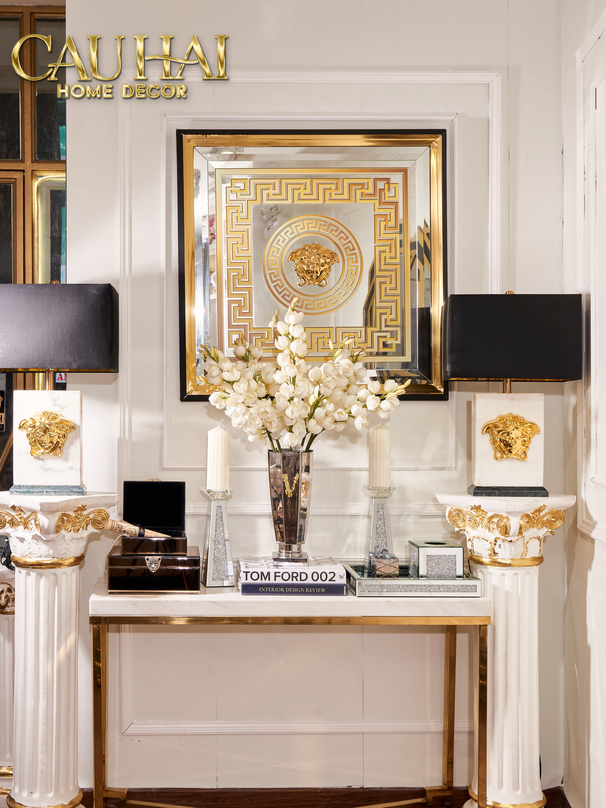 Bình Hoa Pha Lê Prisme Medusa D'Or Fumé H36-BÌNH HOA-CẬU HAI HOME DECOR-CẬU HAI HOME DECOR