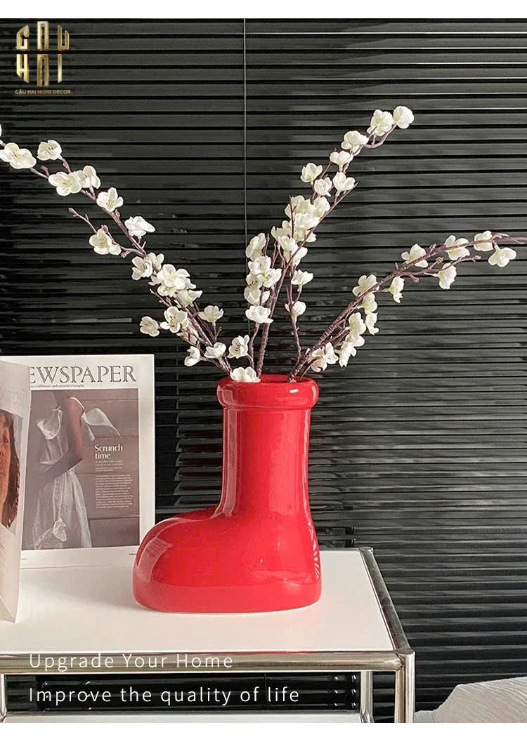Bình Hoa Rouge Glossy Bubblr Boot Vase-CẬU HAI HOME DECOR