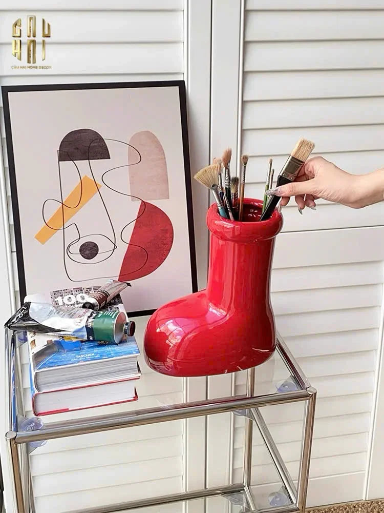 Bình Hoa Rouge Glossy Bubblr Boot Vase-CẬU HAI HOME DECOR