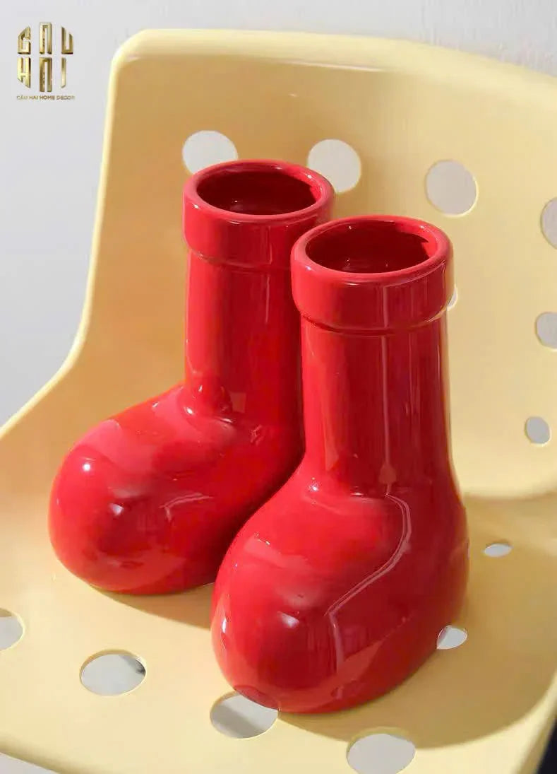 Bình Hoa Rouge Glossy Bubblr Boot Vase-CẬU HAI HOME DECOR