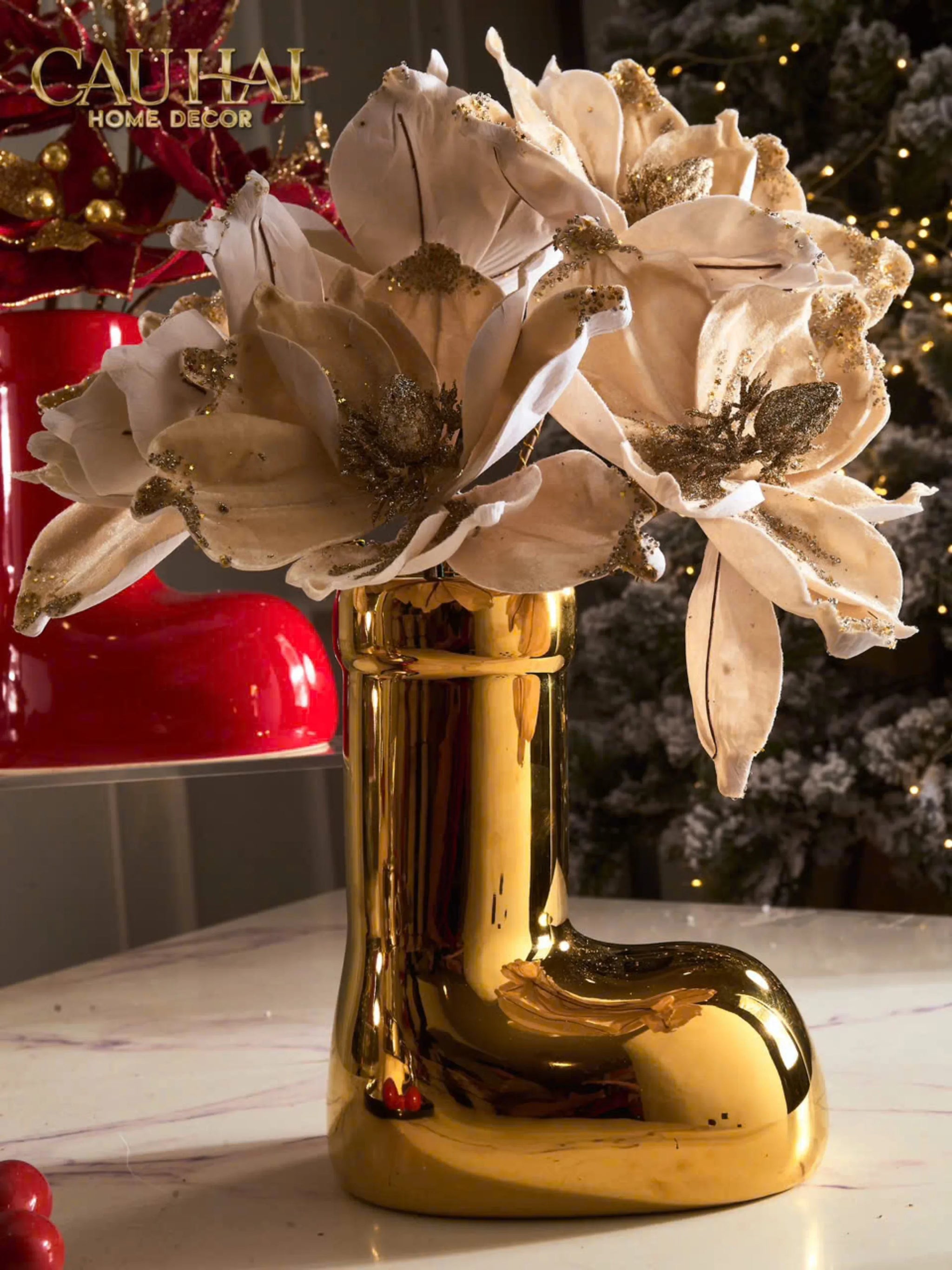 Bình Hoa Rouge Glossy Bubblr Boot Vase-CẬU HAI HOME DECOR