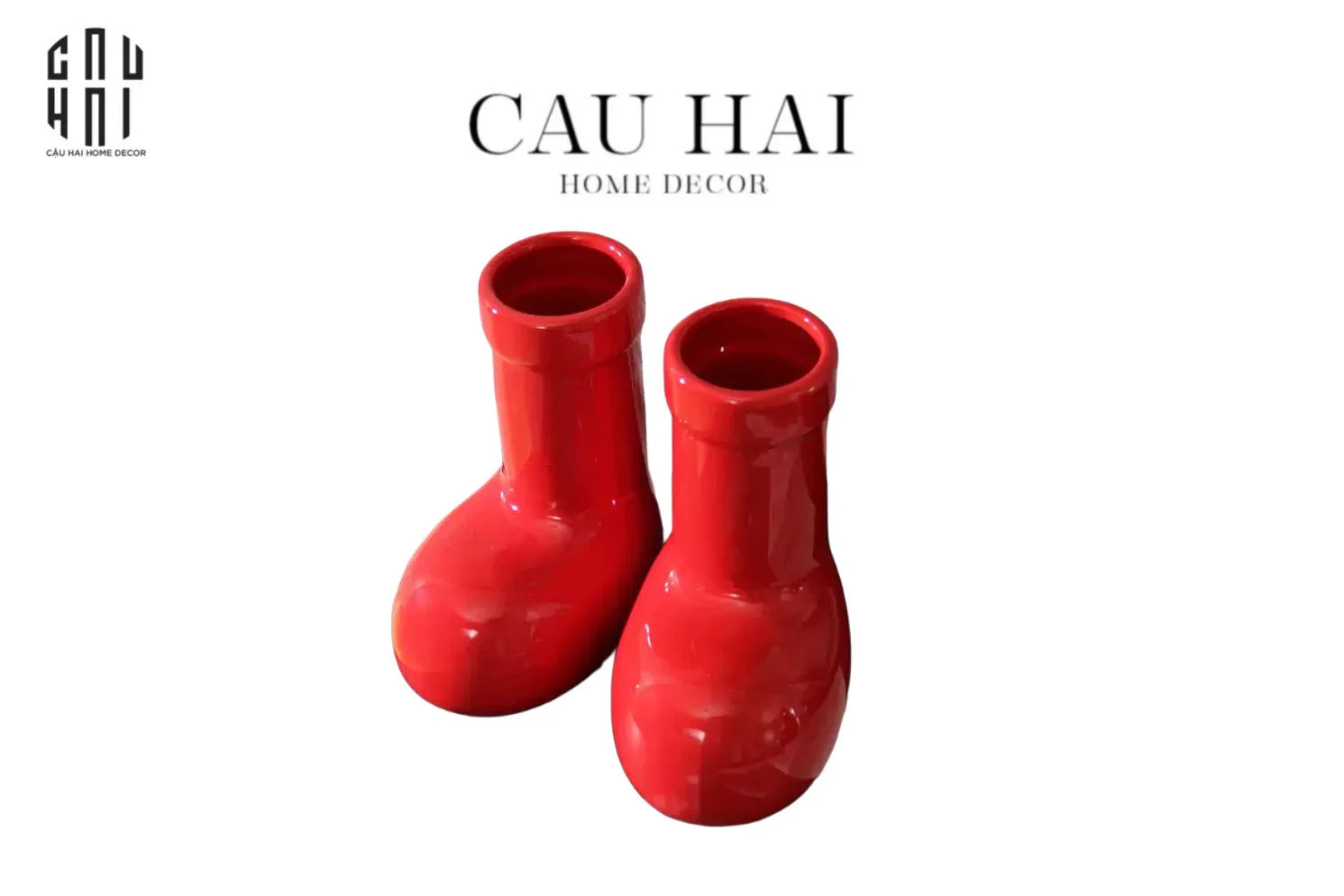 Bình Hoa Rouge Glossy Bubblr Boot Vase-CẬU HAI HOME DECOR