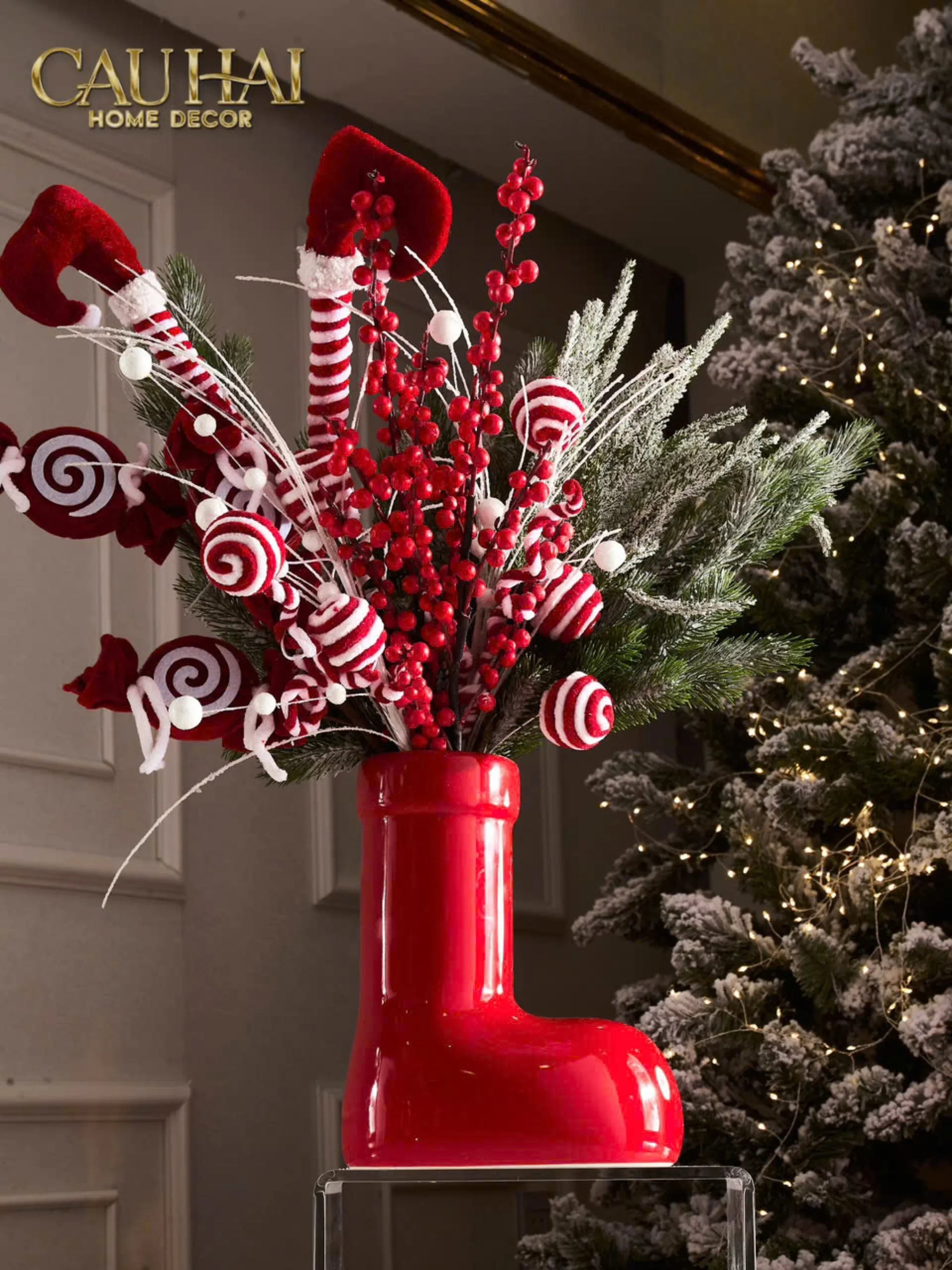 Bình Hoa Rouge Glossy Bubblr Boot Vase-CẬU HAI HOME DECOR
