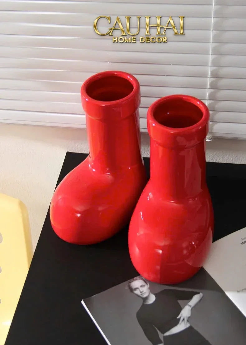 Bình Hoa Rouge Glossy Bubblr Boot Vase-CẬU HAI HOME DECOR