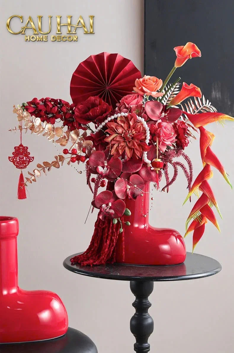 Bình Hoa Rouge Glossy Bubblr Boot Vase-CẬU HAI HOME DECOR