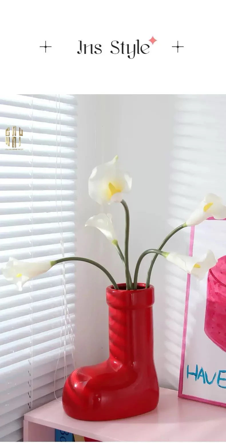 Bình Hoa Rouge Glossy Bubblr Boot Vase-CẬU HAI HOME DECOR